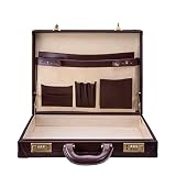 Quality Leather Slimline Attaché Case | The Scanno | Handcrafted In Italy | Dark Chocolate Brown