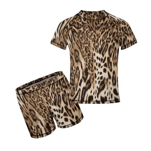 Furry Leopard SkinChildren's Swimsuits Boys Two Piece Suit10-12Y（150cm）
