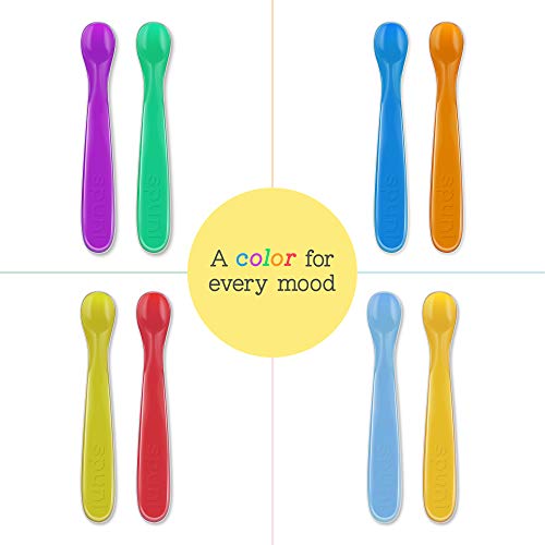 Spuni - First Baby Spoon For 4 Months Onwards, Bouncing Blue And Oops! Orange, 2 Pack #TOP7