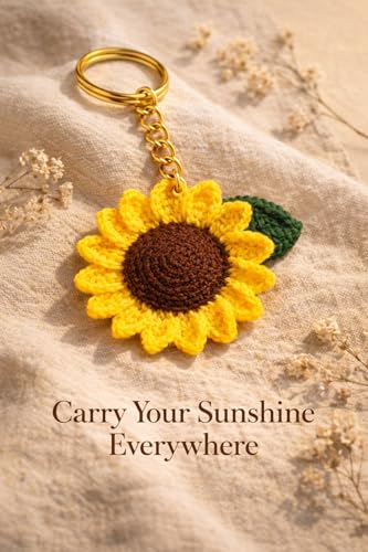 Image of Handmade Crochet Keychain Combo for Girls Women Cute Aesthetic Sunflower Strawberry Watermelon Daisy Knitted Keychain Bag Charm Purse Charm Car Key Ring Backpack Accessories Gift