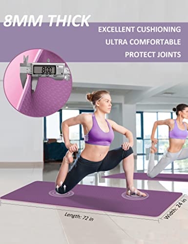 Innhom Women 1/3 Inch Thick Yoga Mat For Men Exercise Mat Workout Mat For Yoga Pilates Home Gym Non Slip With Carrying Strap, Dark Purple/Pink #TOP3