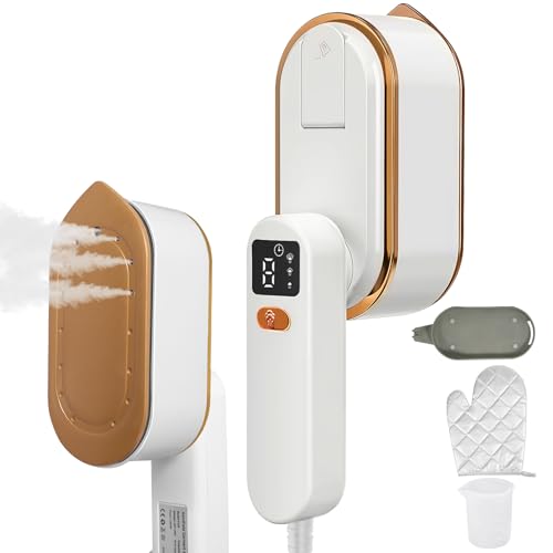 1200W Défroisseur Vapeur, Fer à Repasser Vapeur 2-en-1 Portable, Fer à Repasser de Voyage avec Réservoir 150 ml et 3 Niveaux de Vapeur, Chauffage Rapide 10 Secondes, Idéal pour Voyages et Maison