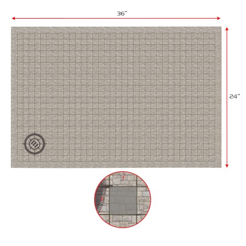 ENHANCE RPG-Raster-Spielmatte - Tabletop DND Karte (60.96 x 91.44 cm) Rollenspiel Dry-Erase Matte, komplettes Spielset für Meister, abwischbare Battle-Grid-Matte mit Tasche & Marker-Set (Speichern)
