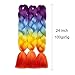 Benehair 24 inch Jumbo Braid Rainbow Jumbo Box Braids Crochet Hair Extensions Ombre Purple Blue Yellow Orange for Women Kids DIY High Temperature Synthetic Fiber 1 Bundle
