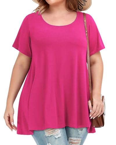 Image of JOELLYUS Plus Size Tops for Women Tunic Floral Casual Short Sleeves T Shirts Flowy Blouses 2026