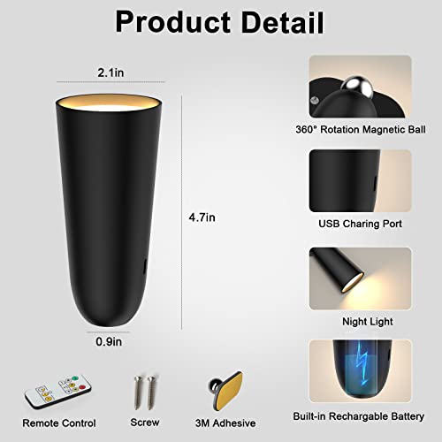 Led Wall Sconces, Smart Rgb Wall Mounted Lamps With 3 Ambience Modes & 360°Rotate & Stepless Dimming, App & Touch Control, Wireless Wall Lights With Rechargeable Battery For Indoor/Outdoor Lighting #TOP6