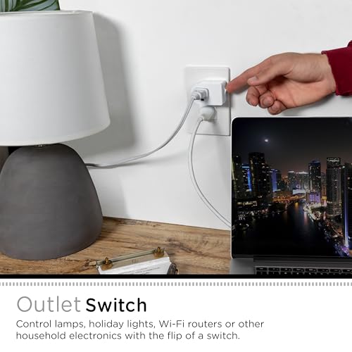 Cordinate Grounded Outlet On/Off Power Switch, 3 Prong, Plug in Adapter, Easy to Install, for Indoor Lights and Small Appliances, Energy Saving, White, 49968, 1 Pack