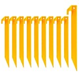 Hikemax Plastic Tent Stakes 10 Pack - 9 Inch Heavy Duty Beach Sand Pegs - Windproof Plastic Garden Stakes for Secure Tents, Inflatables, Canopies, Rain Tarps and Garden Structures