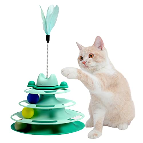 Teksome Plateau tournant pour chat - Jouet amusant avec boules - Circuit circulaire amusant avec boules mobiles