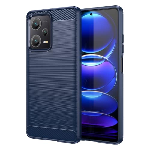 Image of NPRC Hybrid Ultra Slim Protective Case TPU Non-Slip Carbon Fiber Texture Shockproof Case Cover for Redmi Note 12 pro - Blue