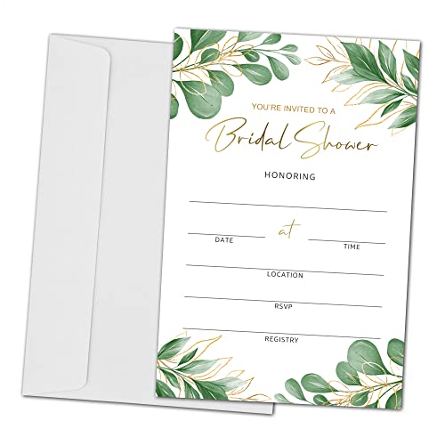 Bridal Shower Invitation Cards With Envelopes - Greenery Invites For Wedding, Engagement, Showers, Parties And Receptions - 25 Cards And 25 Envelopes(A03) #TOP4