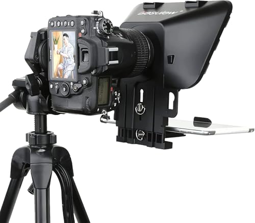 Desview T3 Teleprompter mit Fernbedienung für Smartphone Tablet Kamera DSLR Weitwinkelobjektiv für bis zu 10Zoll, iOS/Android-kompatible App für das Interview VLOG Videoaufzeichnung