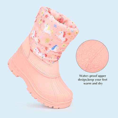 FANTURE Boys Girls Snow Boots Winter Waterproof Resistant Cold Weather Outdoor Shoes (Toddler/Little Kid)4