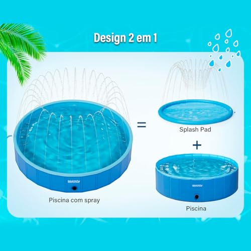 Splash Piscina Para Crianças e Pet Antiderrapante Banheiras de Natação para Cães 120x30cm Dobrável