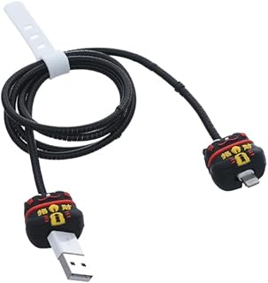 واقي كابل شاحن - غطاء واقي مرن مضاد للتشابك بتصميم قطة لطيفة، مناسب لجميع الشواحن، مجموعة من 4 قطع - أسود من جي-باور