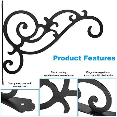 Coolty 2 Pieces Heavy Duty Wall Plant Hangers Hanging Basket Brackets Retro Iron Hanging Planter for Planter Lantern Bird Feeder Wind Chime Decoration
