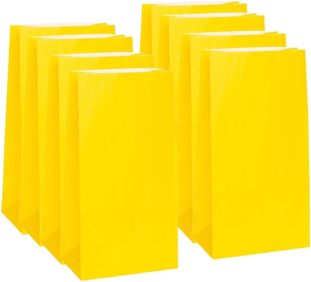 Unique Paper Party Favor Bag 12-Pieces, Sunny Yellow