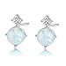 ANAZOZ Boucles d'oreilles Femme en Argent Ronde Opale Blanc