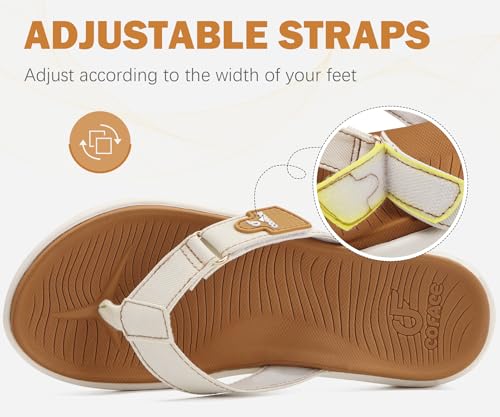 Image of COFACE Flip Flops for Women with Arch Support Beach Thong Sandals for Woman Adjustable Fashion Orthopedic Sandal Outdoor