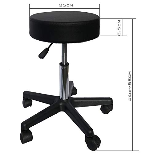 Kunova Round Height Hydraulic Adjustable Rolling Stool, Drafting Stool with Large Wide Base Great for Spa Facial Massage Tattoo Doctor Technician Office or Home use - Image 3