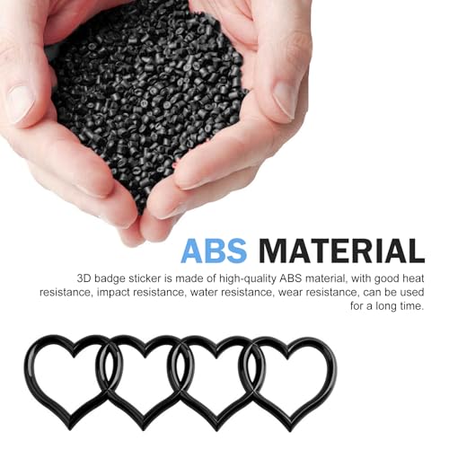 Image of 3D Love Heart Logo Rear Trunk Emblem, Self-Adhesive Car Badge Decal Sticker, Fashion Love Four Ring Audi Logo Emblem Modified, Car Exterior Decoration for Audi A3 4 5 6 8 Q3 5 7 (Black)