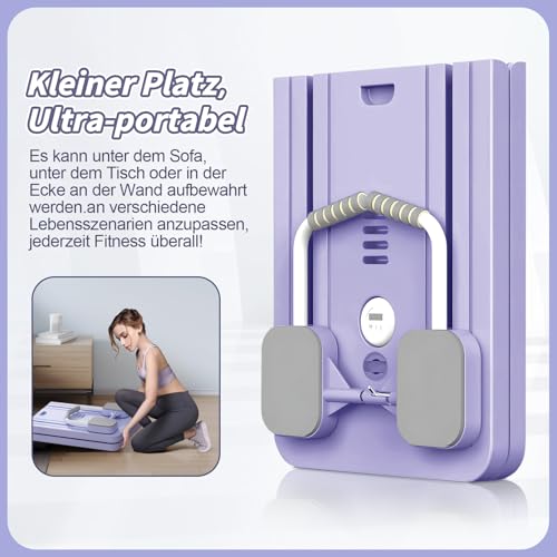 Multifunktional Bauchtrainer Bauchroller Board,Pilates Board Trainingsgeräte für zuhause,Automatisches Rebound Bauchmuskeltrainer Mit Widerstandsband,Lila