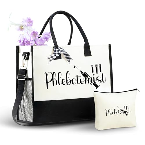 Image of InnoBeta Phlebotomy Gifts for Women, Phlebotomy Tote Bag with Top Zipper Closure and Shoulder Strap for Christmas, Birthday and Every Special Occasion