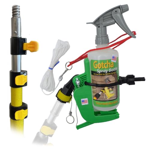 Gotcha Sprayer Homeowner USA-Made Combination Kit - Includes a 12ft. Spray Can Extension Pole & Reusable, Multi-Use Spray Bottle - Pest Control & Cleaning Kit to Easily Spray Hard-to-Reach Areas