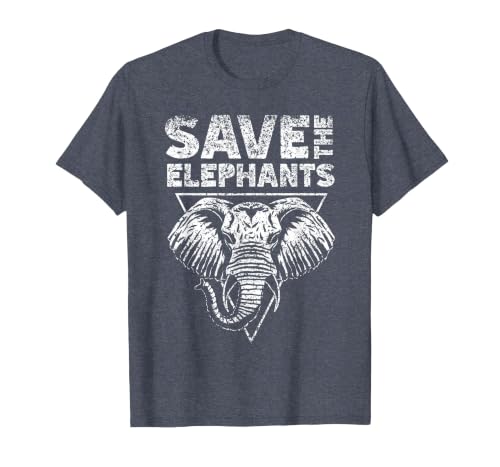 Save The Elephants Endangered Elephant Rescue T-Shirt, Men, Heather Blue, 6X-Large