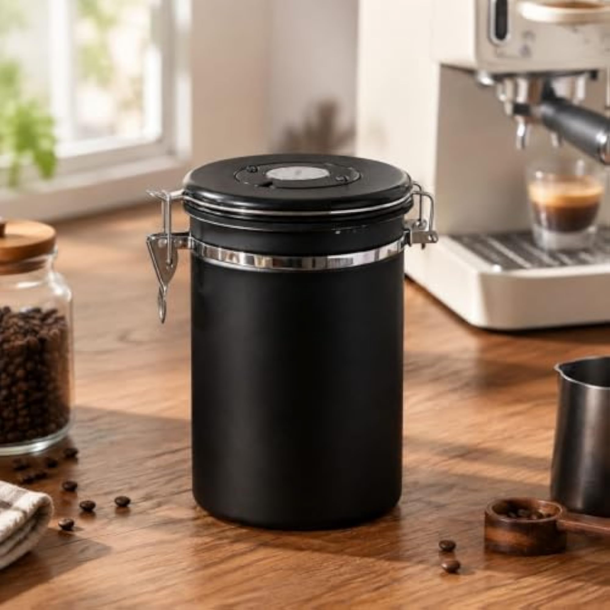 Rust-Resistant Airtight Coffee Canister with Date Marker