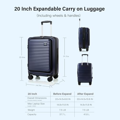 Kmvazcd 20 Inch Carry On Luggage, Hard shell Suitcases with Wheels by Kmvazcd - Used condition - Image 7