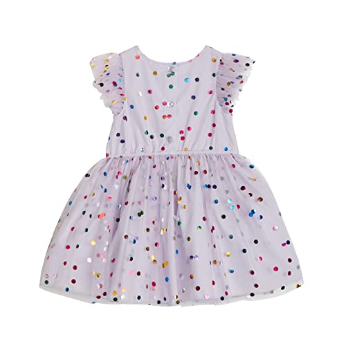 Pippa & Julie Baby Girls' Sleeveless Patterned Party Dress, Fit & Flare Silhouette, Includes Coordinating Panty, 2-Piece Set, Lilac Polka Dot, 12 Months #TOP1