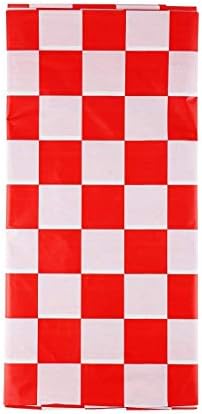 xutong 2 Pack Red and White Plastic Checkered Tablecloths, Disposable Party Table Covers - Picnic Party Decoration,
