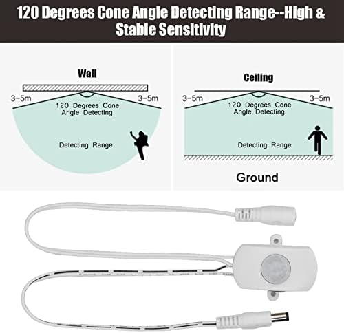 Kafuty 5A DC 6-24V Mini PIR Infrared Motion Sensor Detector Switch Detection Distance about 5-7m LED Strip Automatic Switch (white)