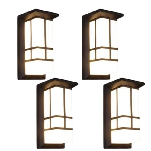 Applique murale extérieure chinoise noire lot de 4 lampes pour éclairage de porche et clôture