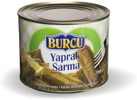 Burcu Yaprak Sarma, Büyük Boy Teneke Ambalaj, 1900 g, 6'lı Paket, Profesyonel Mutfak ve Toplu Tüketim için İdeal