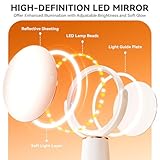 Auxmir 30X Magnifying Mirror with Light, 2000mAh Rechargeable 30X/1X Double-sided Makeup Mirror with 3 Colors, Stepless Dimmable Standing Mirrors with Tweezer, 360° Rotating Vanity Mirrors for Bedroom - Image 7