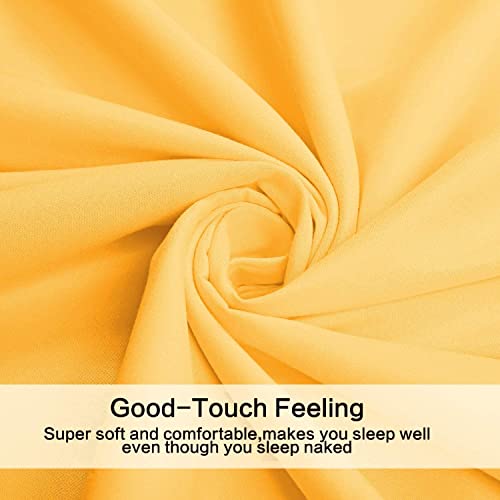 Image of Twin XL Sheets Set 4 Piece - Hotel Luxury 1800 Bedding Sheets & Pillowcases - 1 Flat Sheet,1 Fitted Sheet and 2 Pillow Cases - Extra Soft Cooling Bed Sheets - Deep Pocket up to 16 inch (Yellow)