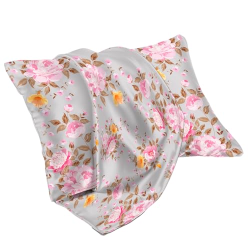 Sinpooo Satin Pillowcase for Hair and Skin,Softer Than Mulberry Silk Pillow Case 1 Pack, Satin Pillowcase with Zipper, Cooling Pillow Case Standard Size, Gray Rose