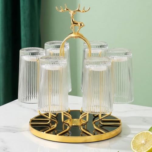 Rotating Cup Drying Rack with Silicone Hooks