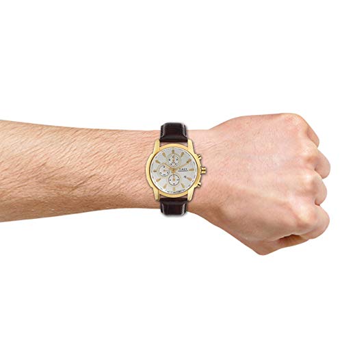 Image of TIMEX Gold Chronograph Leather Strap Watch for Men's