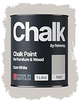 Hemway Chalk Paint Corn White Furniture Paint 1L, Matt Finish Shabby Chic, Chalk Furniture & Walls, Quick Dry & 1 Coat