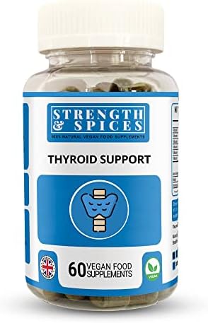 Strength & Spices Thyroid Support Supplement for Women – Natural & Vegan UK Made Booster for Under Active Thyroid – with Iodine , L Tyrosine , Ashwagandha , Selenium , & Kelp – Energy Renew Balance