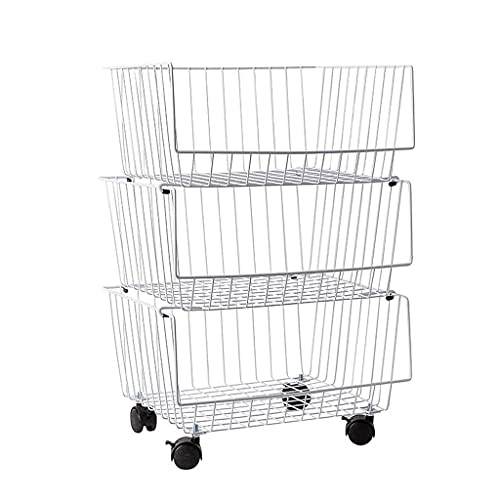 Carrito de almacenamiento para cocina multicapa móvil con estantes de rejilla para el hogar 2