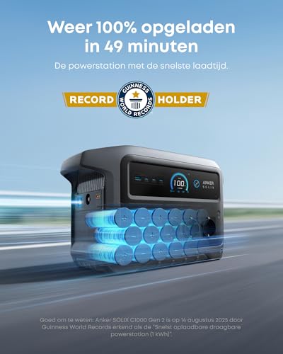 Anker SOLIX C1000 Gen 2 Draagbare Powerstation, 2.000W (Piek 3.000W) Zonne-Generator, Volledig Opgeladen in 49 Min, 1.024Wh LiFePO4-Accu voor Noodstroom, Stroomuitval & Kamperen - Afbeelding 3