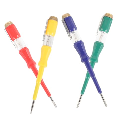 Amosfun 4個 電気路用活線検知テスター 真鍮キャップ付接触式電圧検電器 携帯便利で精密な通電チェック 初心者対応耐久性抜 ランダムカラー