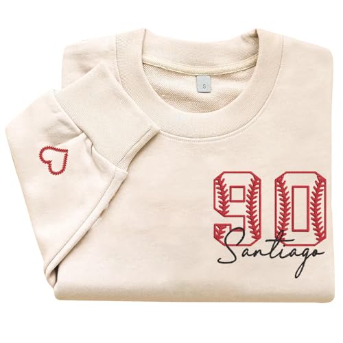 Personalized Embroidered Baseball Sweatshirt With Names On Sleeve, Baseball Mama Shirt, Baseball Player Gifts, Baseball Team 10