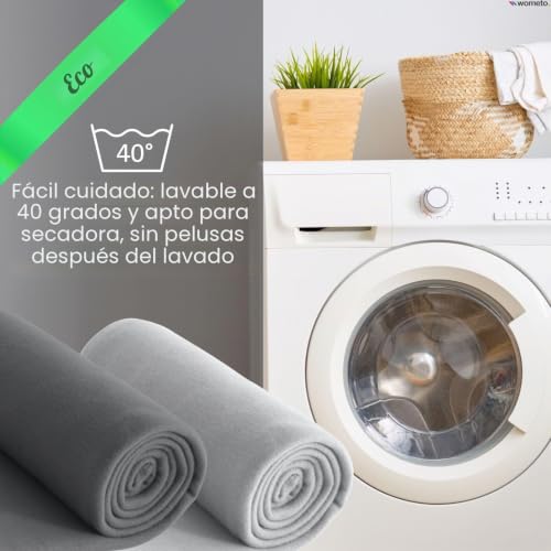 Miniatura 6 de Wometo Manta De Forro Polar Ecológico De Material 100 Reciclado Certificado Öko-Tex, 130 X 160 Cm, Aprox. 400 G, Color Gris Oscuro Con Borde Antibolitas Y Ribete