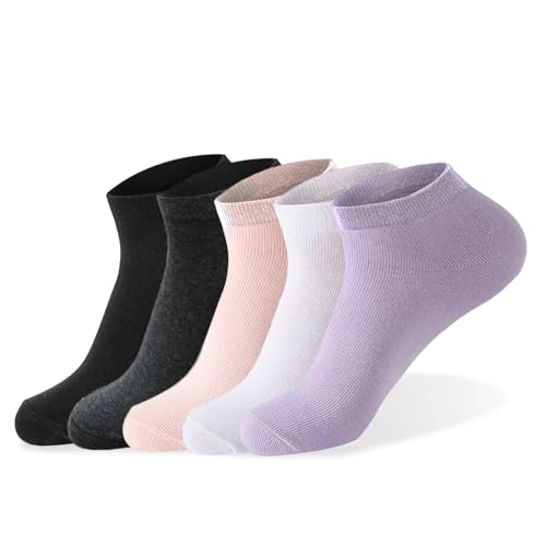 Wamicu Chaussettes Basses Femme, 5 Paires Respirant et Coton Socquettes Peigné Courtes Chaussettes Sport, Para Running Travail et Loisirs, EU 37-42