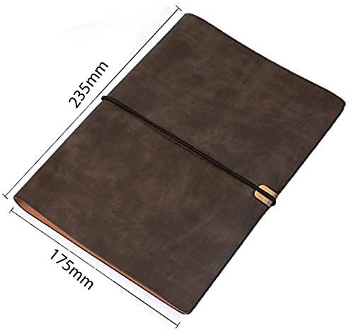A5 Leather Writing Journal Refillable Travelers Notebook Notepad Diary Sketchbook Vintage Girls Boys Student(Deep Brown)